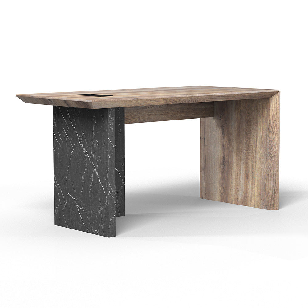 LOGAN Executive Desk Reversible 180cm Warm Oak & Black - Modern Office Desk for Home & Business Workspace - Perfect for Professionals, Remote Work & Study Areas