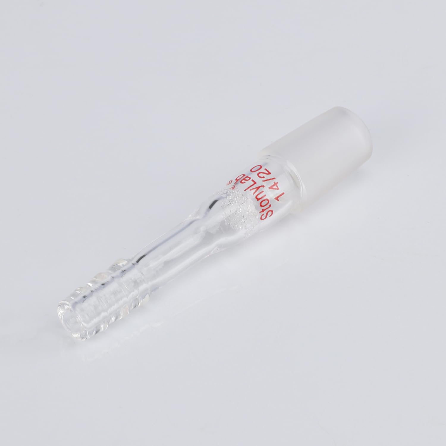 Stonylab Vacuum Adapter - Borosilicate Glass Straight Vacuum Adapter with G1 Type Frit, 14/20 Ground Joint & 10mm Hose Connection for Chemistry Lab, Distillation, and Scientific Experiments
