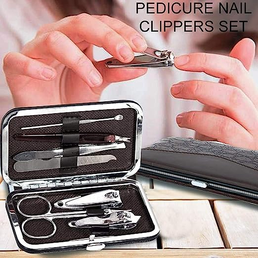 Professional 7-in-1 Stainless Steel Manicure & Pedicure Kit - Nail Clippers, Cuticle Plier, Nail Art Tools Set for Kids & Adults - Perfect for Home Salon, Travel & Gift Giving