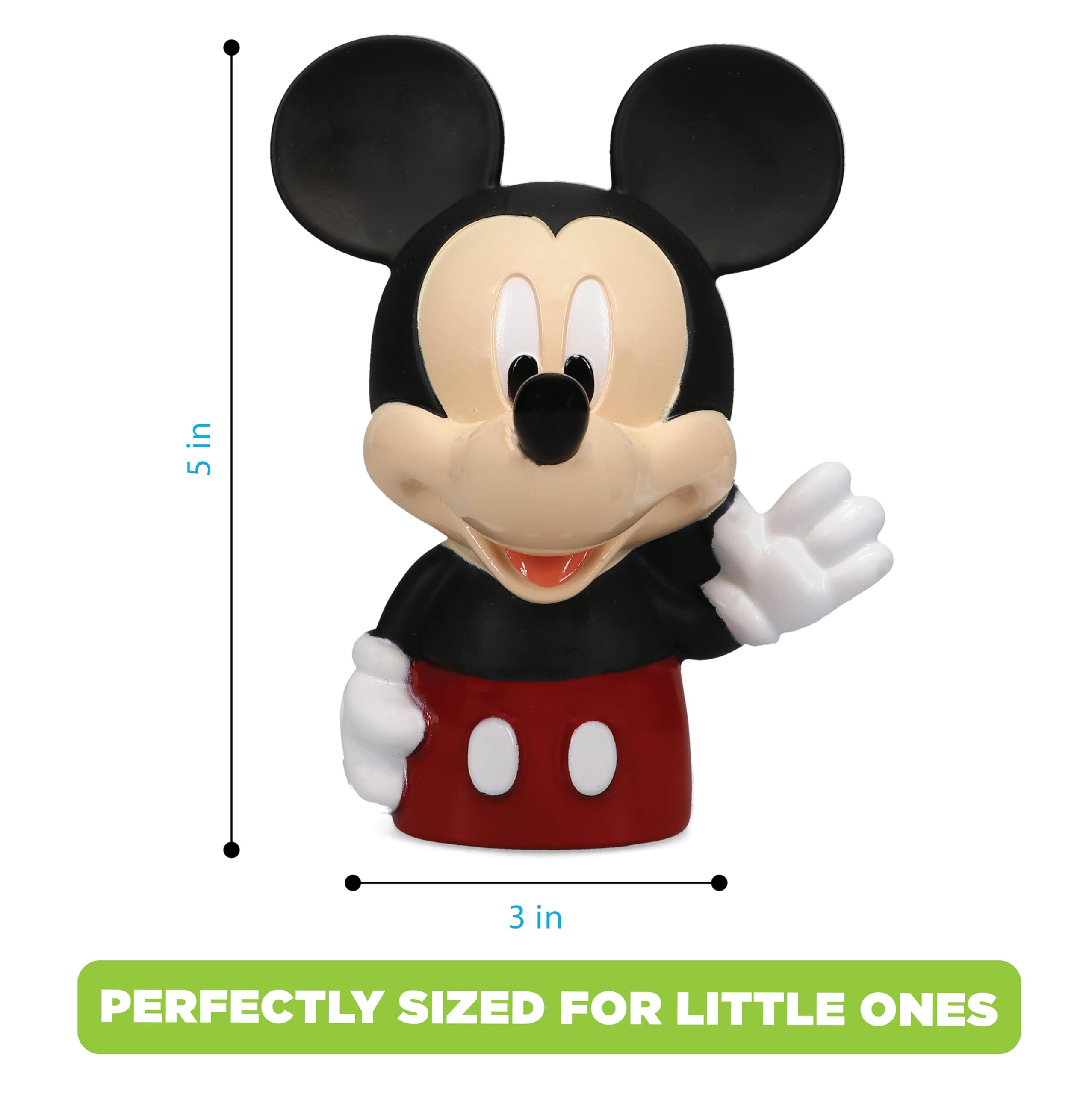 Mickey & Friends 6-Piece Bath Squirter Toy Set for Babies & Toddlers - Includes Organizer Bucket with Drainage Holes for Easy Storage | Fun Bath Time Water Toys for Kids Playtime