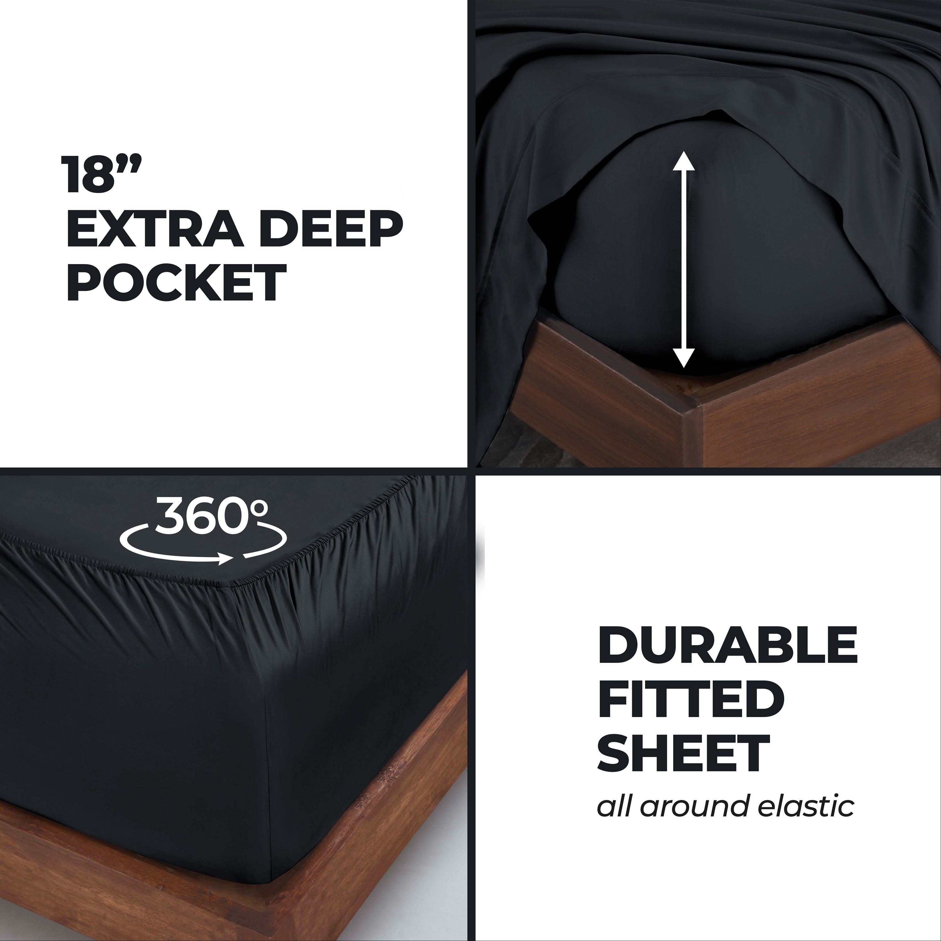 300 Thread Count Modal From Beechwood Extra Deep Pocket Sheet Set - Ultra Soft & Breathable Bedding for Queen/King Size Mattresses - Perfect for Luxury Hotels, Guest Rooms & Master Bedrooms