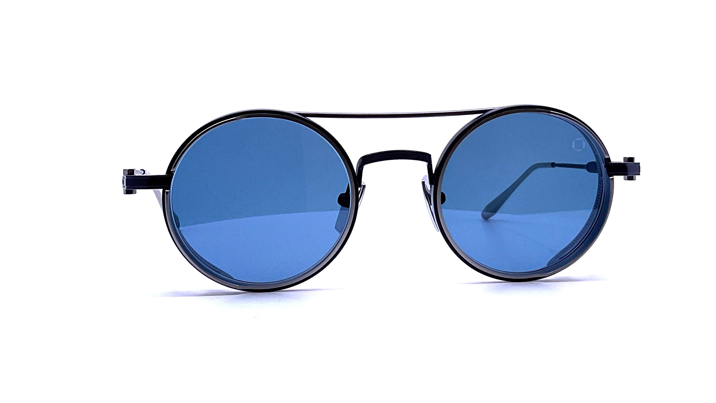 Akoni Eris Mykonos LTD Edition Matte Navy Blue/Black Palladium Sunglasses - Luxury UV Protection for Beach, Travel & Outdoor Activities