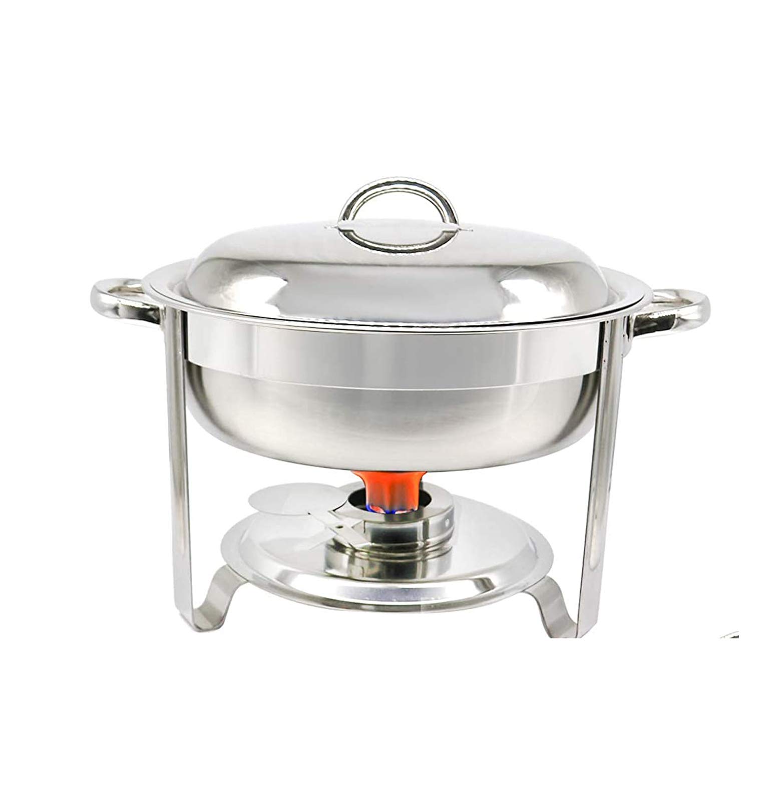 Stainless Steel Round Chafing Dish with Lid - Buffet Food Warmer for Catering, Restaurants, Parties & Events - Keep Food Hot for Serving at Weddings, Banquets & Buffets