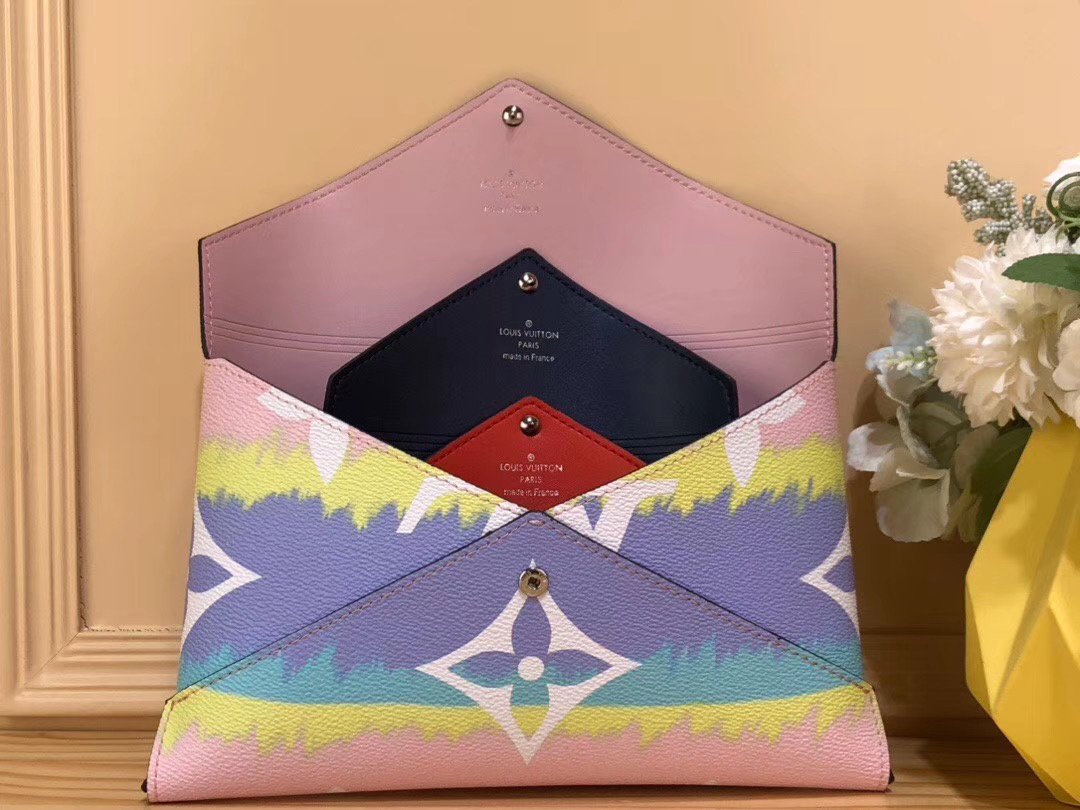 Louis Vuitton Escale Pochette Kirigami Set - 3-Piece Pastel Multicolor Leather Pouch Wallet & Accessory Case - Perfect for Travel, Cosmetics & Jewelry Organization