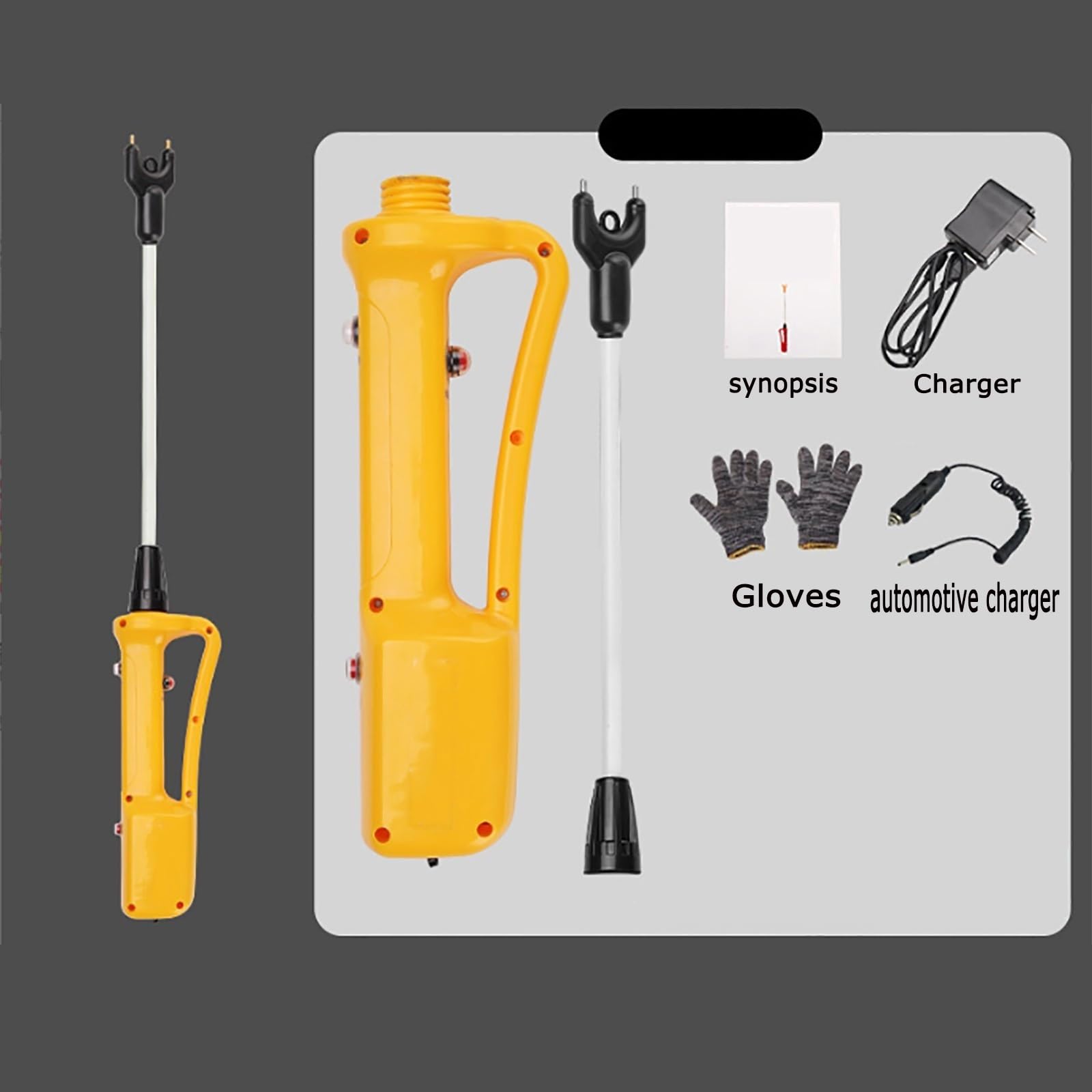Rechargeable Electric Cattle Prod with LED Lights - Waterproof Livestock Prodder with Dual Safety Switch (15.3 Inch) - Perfect for Ranch, Farm & Animal Training
