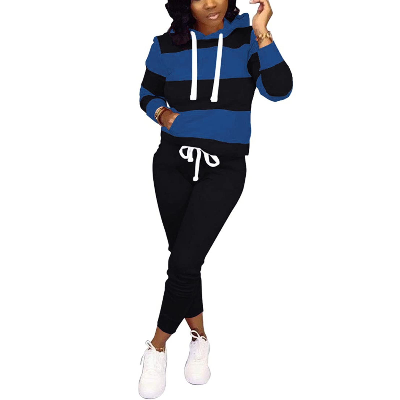 AOMONI Women's 2-Piece Casual Hooded Jogging Suit Set - Long Sleeve Drawstring Tracksuit for Running, Gym, Lounge & Streetwear Fashion