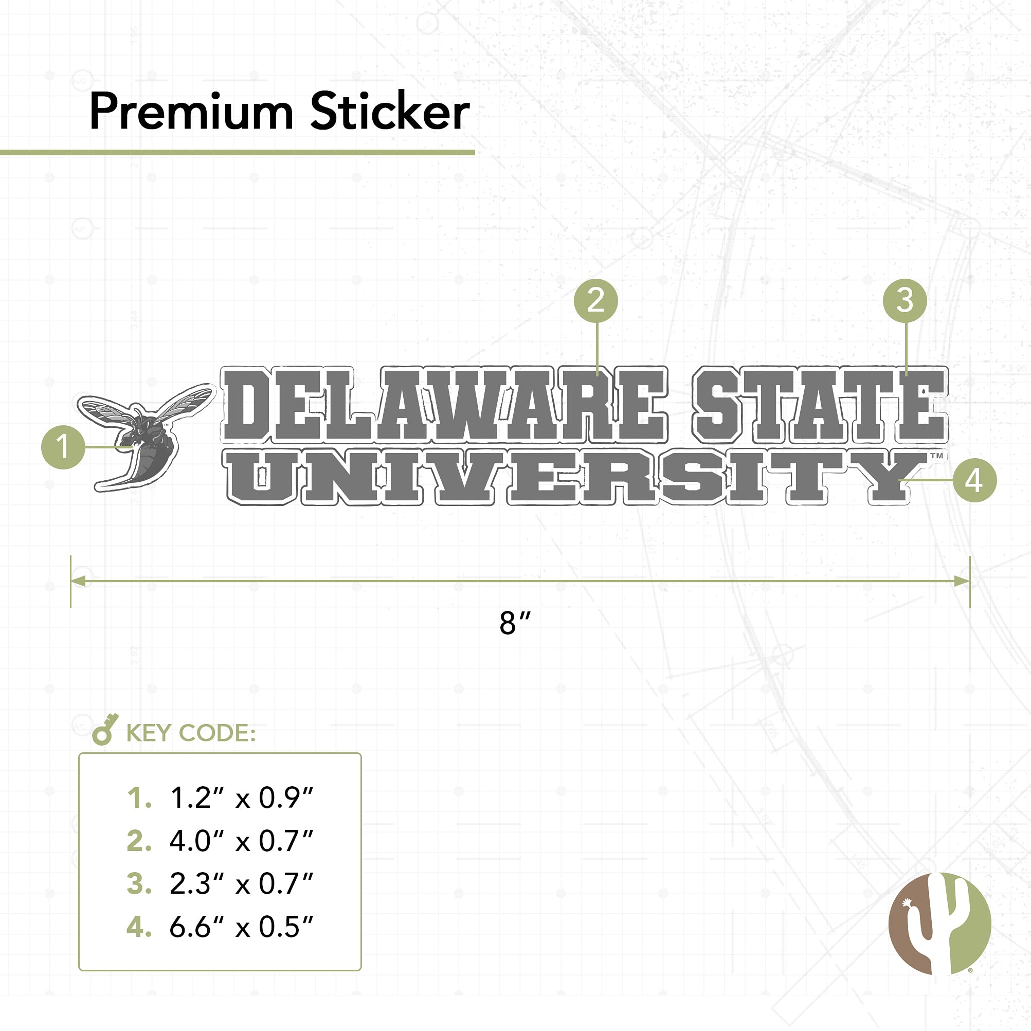 Delaware State University DSU Hornets Logo Vinyl Decal Sticker - 8 Inch Waterproof Cactus Design for Laptop, Water Bottle, Car, Scrapbook - Perfect for College Students, Alumni & Fans