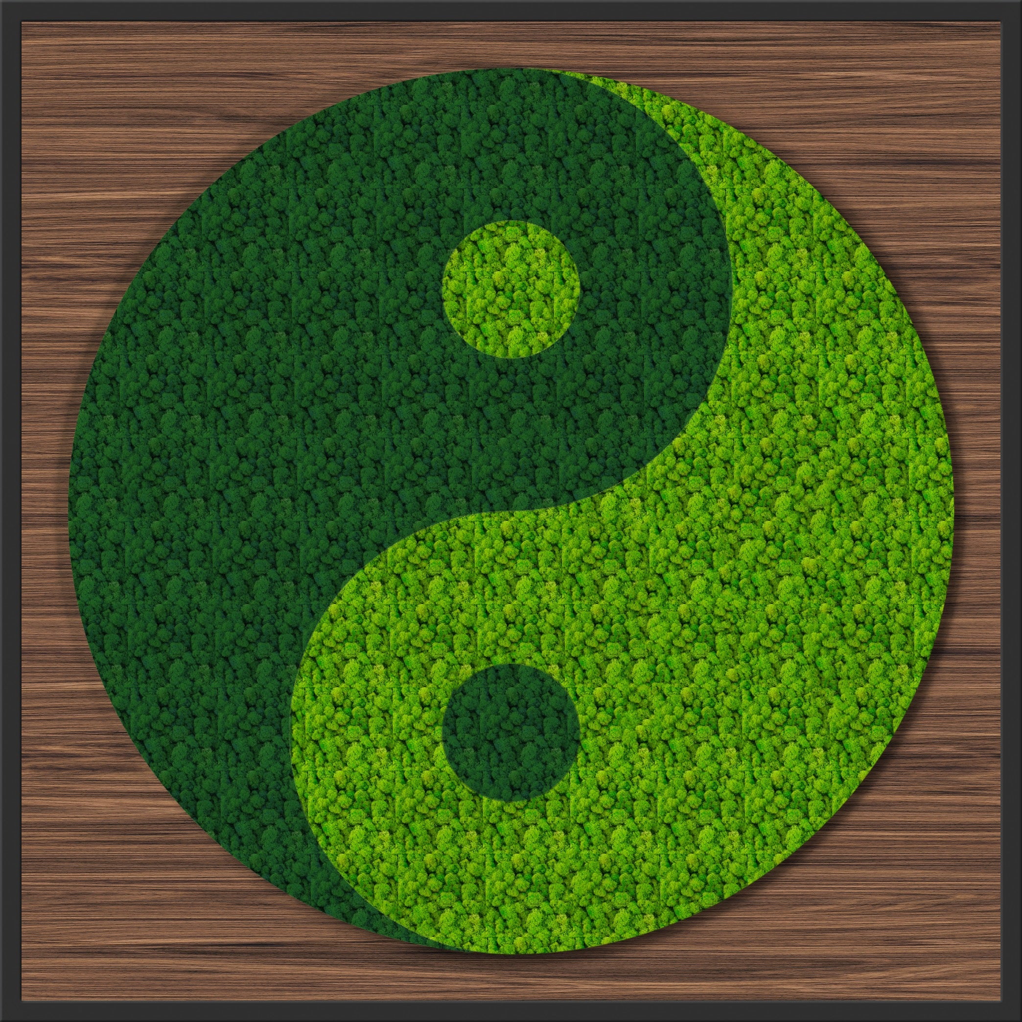 Yin Yang Moss Art - Handmade Zen Decor for Home & Office | Feng Shui Wall Hanging for Meditation & Relaxation Spaces