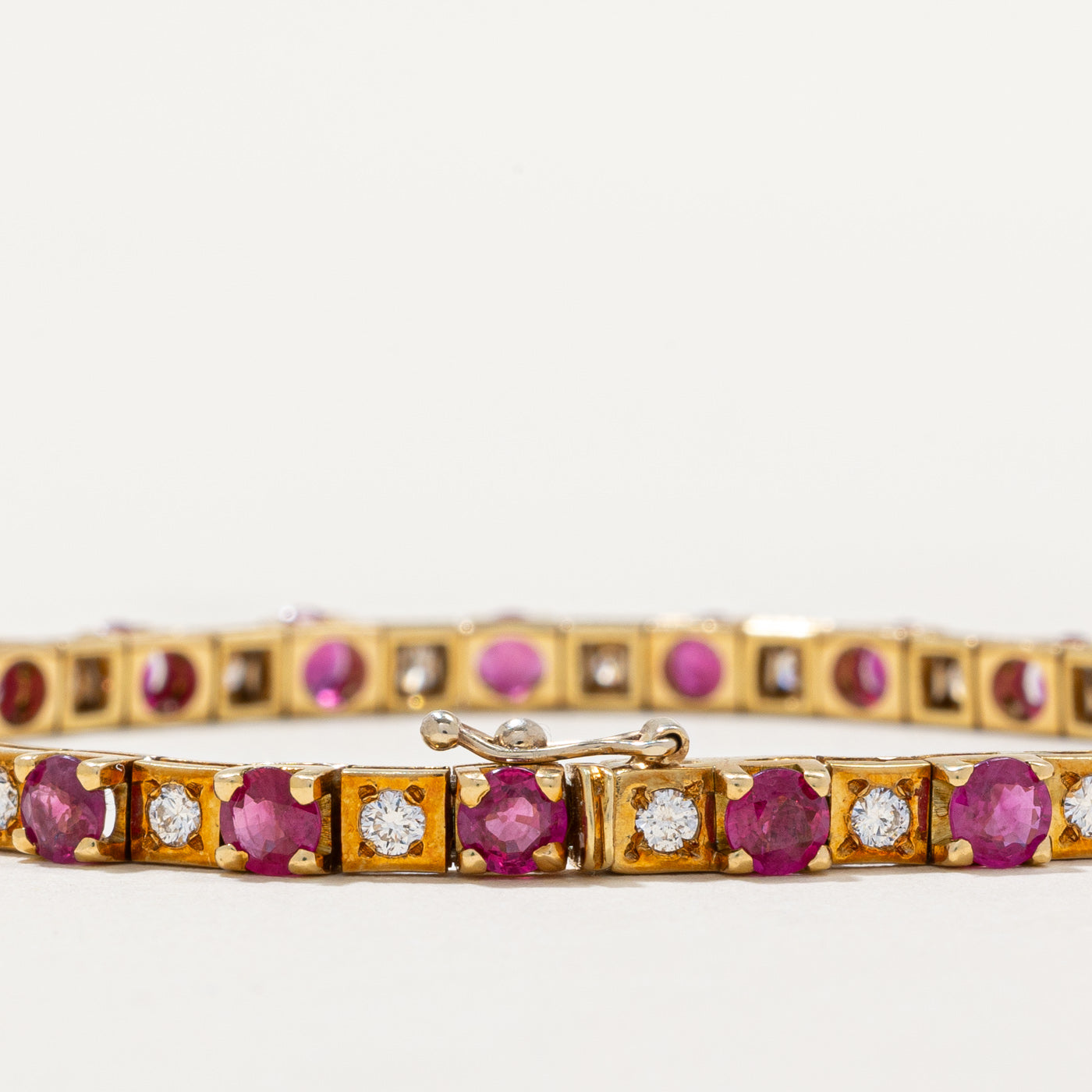 2002 London Hallmarked Burmese Ruby & Diamond Tennis Bracelet | 5.75ctw Genuine Ruby & 1.15ctw Diamonds | 7.25 Inch Luxury Jewelry for Women | Perfect for Weddings, Anniversaries & Special Occasions