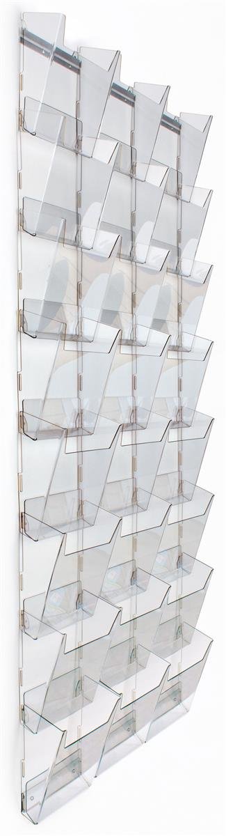 Clear Acrylic Wall Mount Magazine Rack - 3 Tier 24 Pocket Organizer with Full View Display for Home Office, Living Room & Bedroom Storage