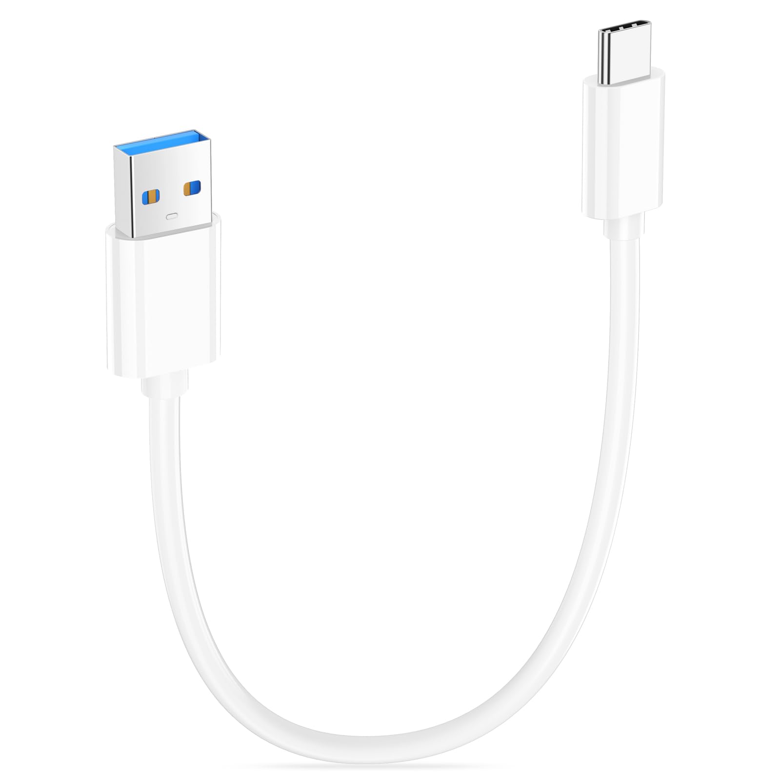 1ft USB A to USB C Cable - USB 3.2 Gen 2 10Gbps High Speed Data Sync & QC 3.0 60W Fast Charging Cable - Compatible with MacBook Pro, iPad Pro/Air, iPhone 15, Samsung Galaxy S24/Note, Google Pixel - Perfect for Laptops, Tablets, Phones, Power Banks & Portable SSDs - White