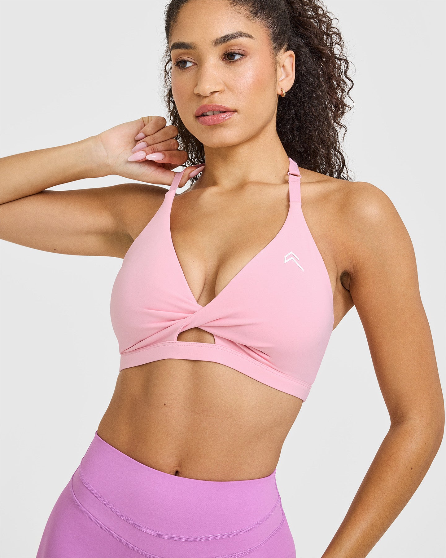 Unified Twist Sports Bra for Women - Petal Pink | High Support Workout Top for Yoga, Running & Gym