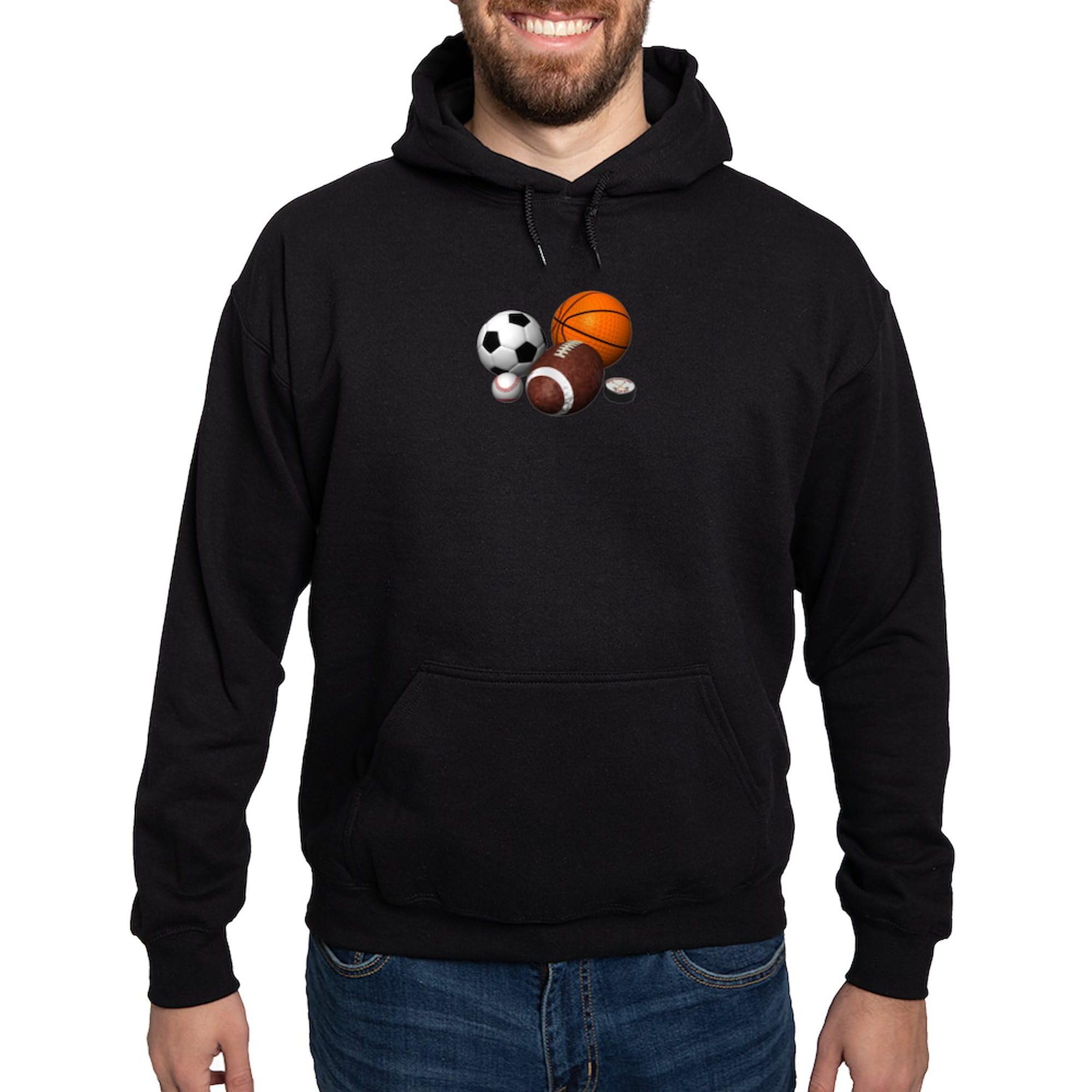 Men's Dark Regular Fit Sports Balls Hoodie - Comfortable Pullover Sweatshirt for Casual Wear, Gym & Outdoor Activities | CafePress