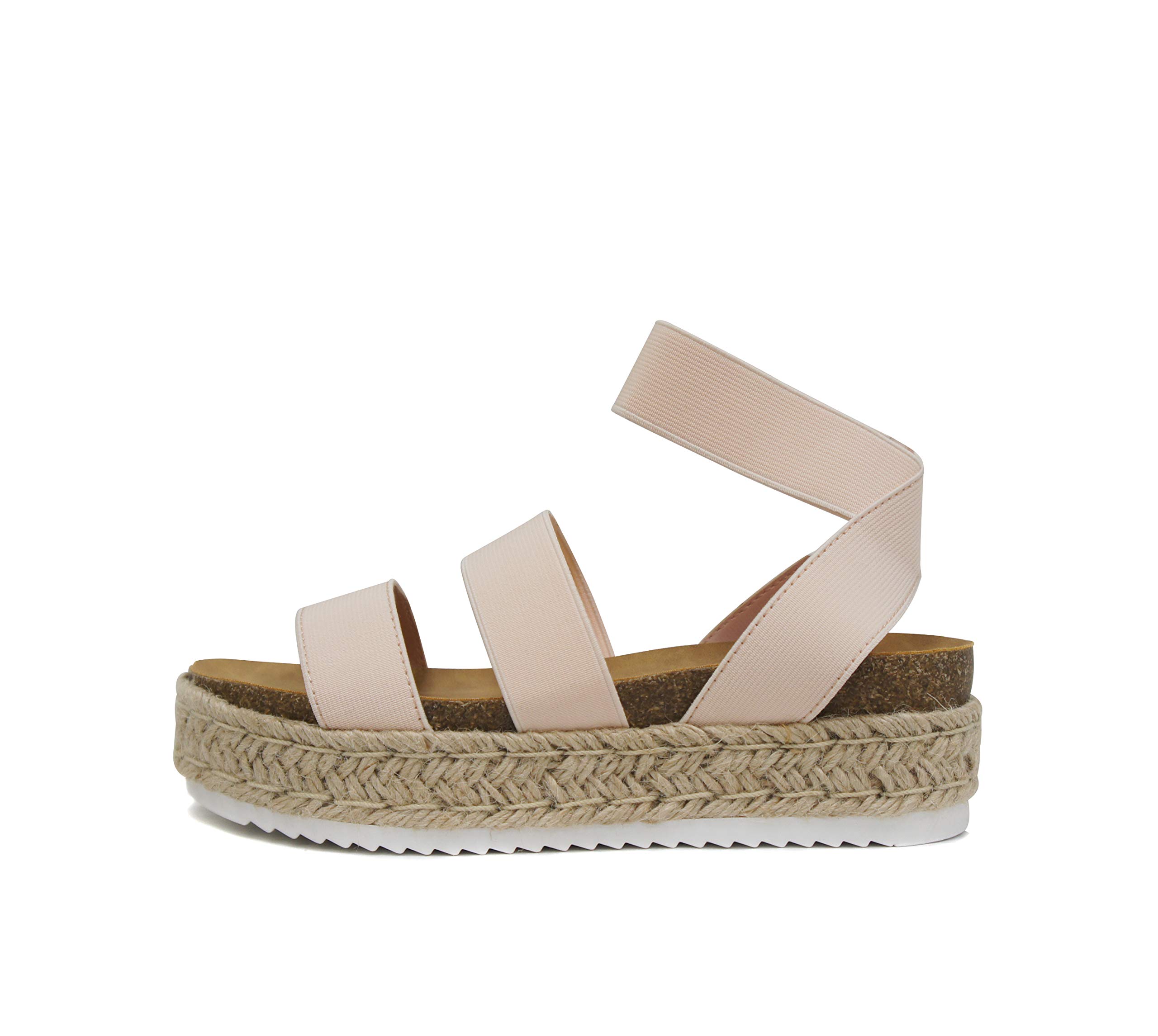 **Women's Slip-On Espadrille Platform Wedge Sandals with Elastic Ankle Strap – Comfortable Summer Casual Shoes for Beach, Vacation & Daily Wear**