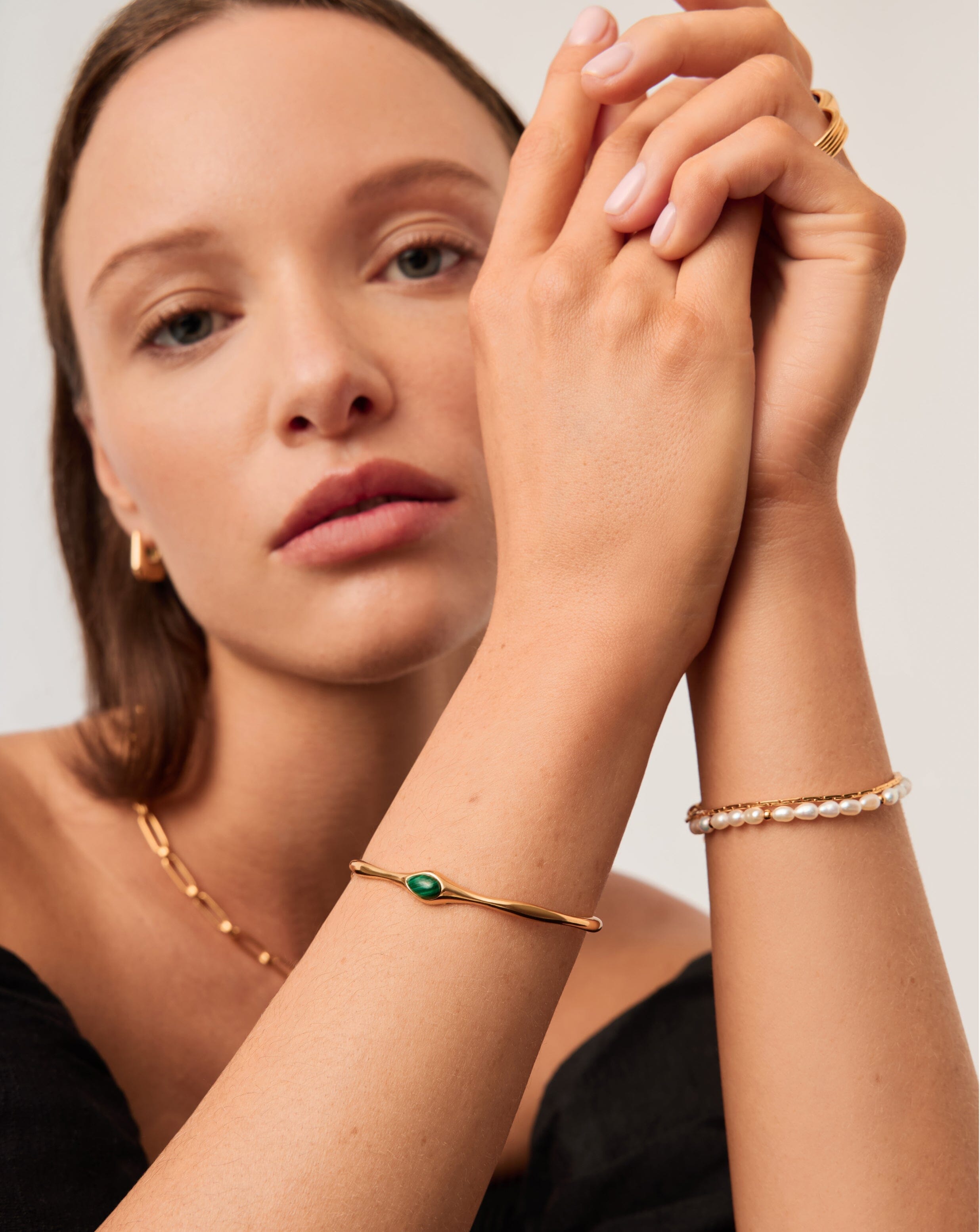 Magma Gemstone Cuff Bracelet for Women - 18k Recycled Gold Plated Brass Bangle | Boho Chic Jewelry Gift for Birthday, Anniversary & Special Occasions
