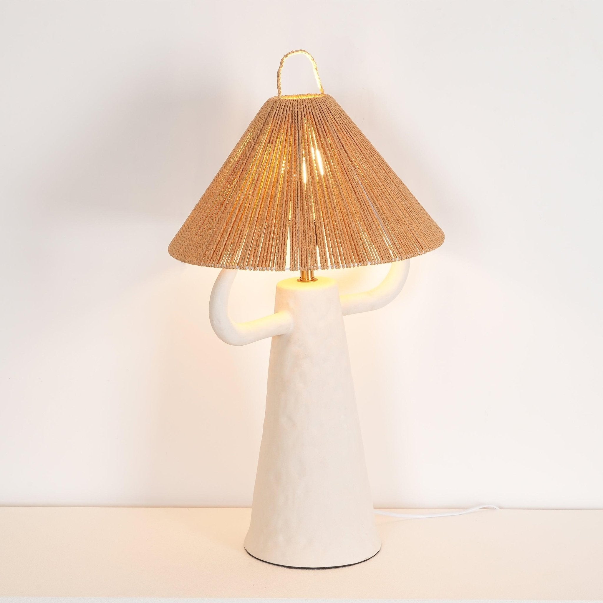 Stylish Ceramic Table Lamp with Horn Design - Modern Home Decor for Living Room, Bedroom & Office Lighting