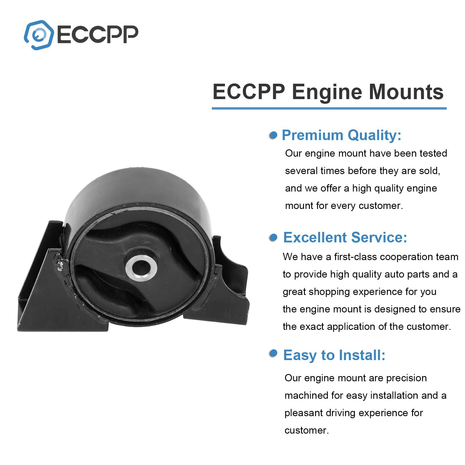 ECCPP Engine Motor and Transmission Mounts Kit - Front & Rear Mount Set Compatible with 2000-2006 Nissan Sentra 1.8L (4PCS) - Smooth Ride & Vibration Reduction for Daily Commute & Performance Driving