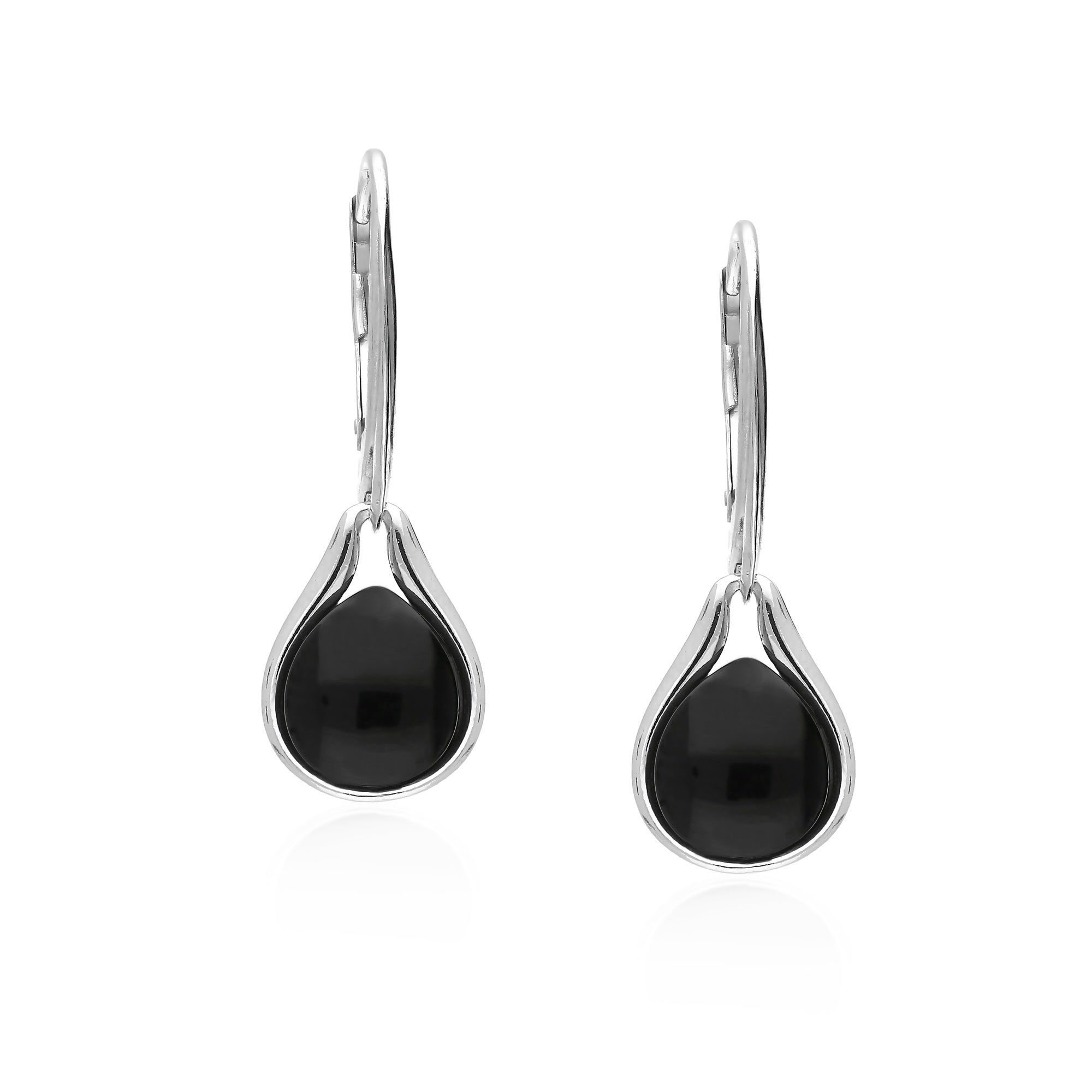 Whitby Jet Teardrop Earrings - Sterling Silver Elegant Dangle Earrings for Women, Perfect for Weddings, Parties & Special Occasions