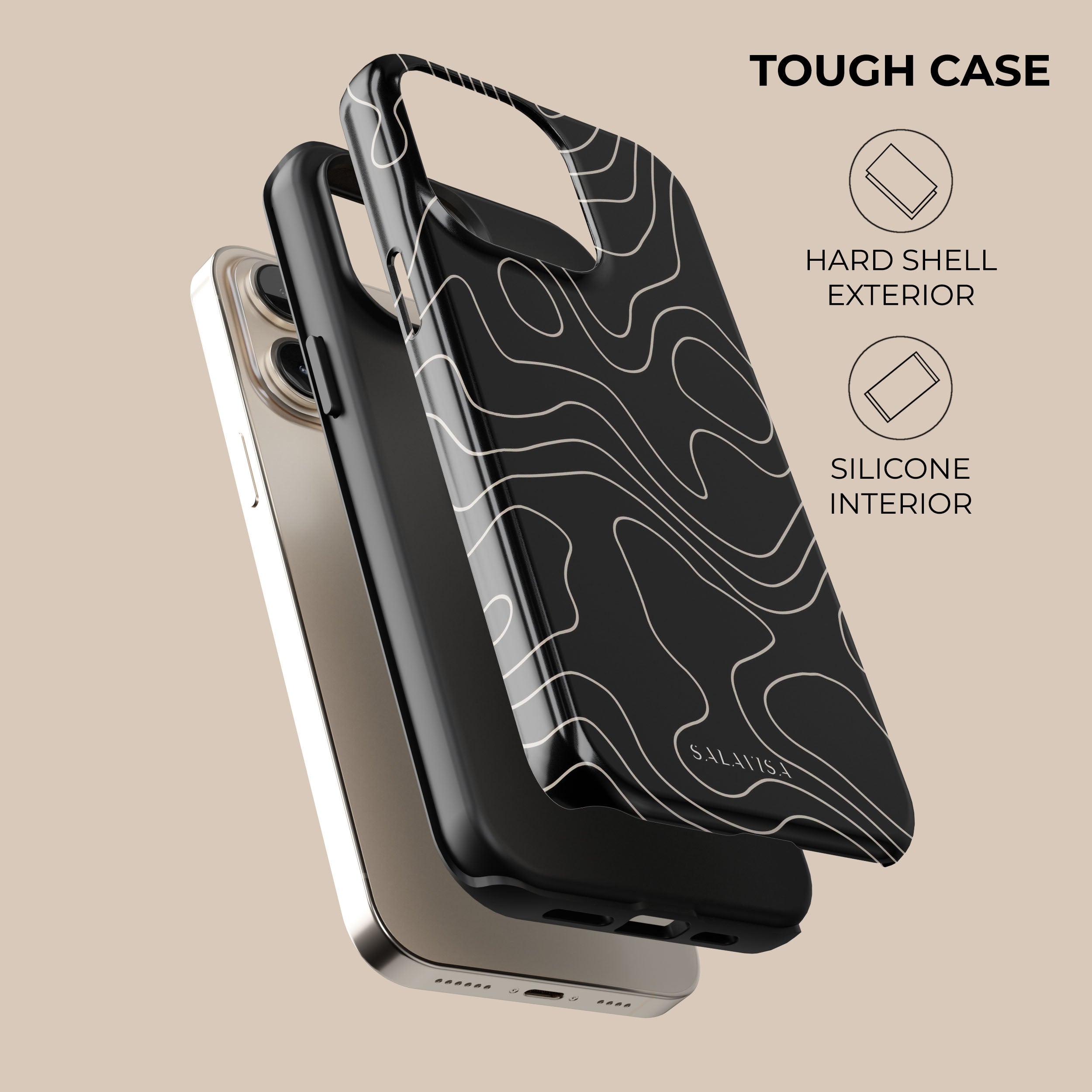 Premium Topographic Black Phone Case - Durable & Stylish Protective Cover for iPhone & Android - Perfect for Outdoor Adventures, Travel & Daily Use
