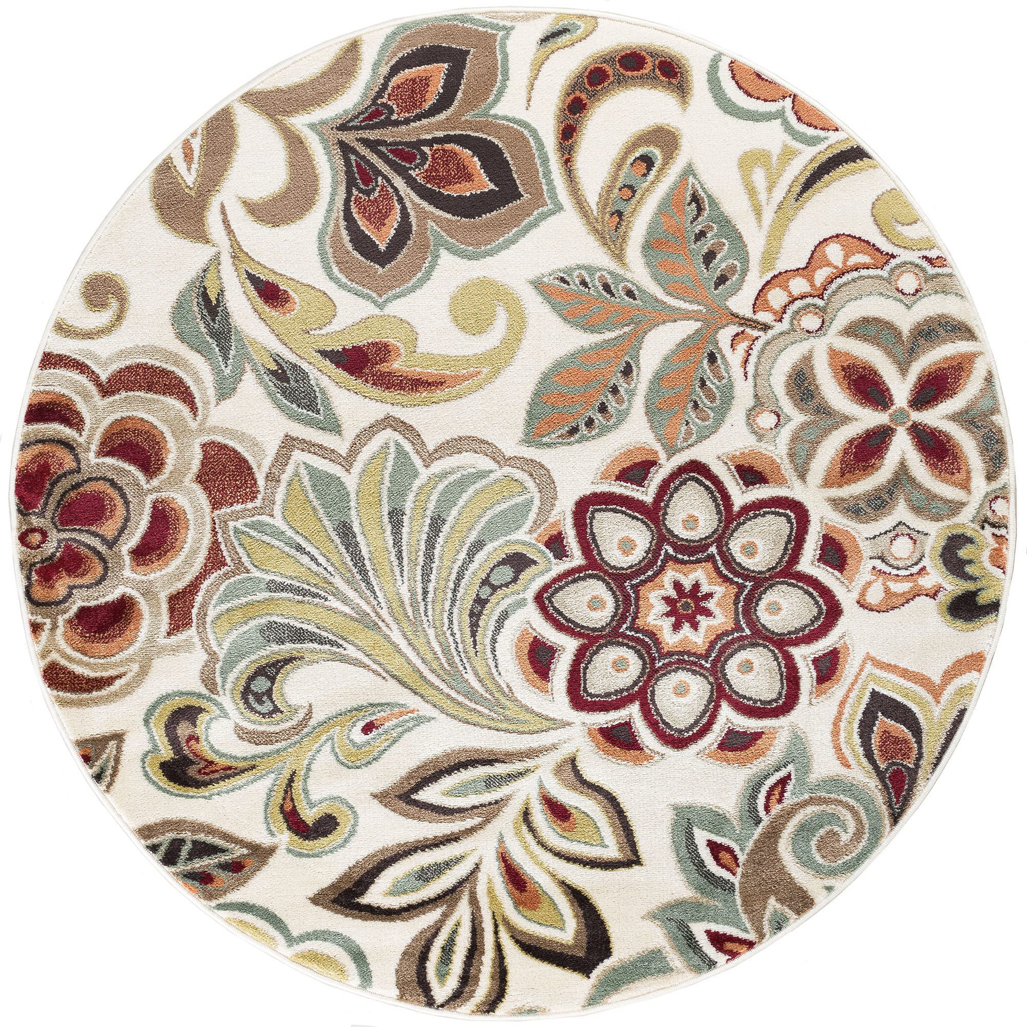 Modern 8ft Round Rug - Soft Indoor Area Carpet for Living Room, Bedroom, Dining Room & Entryway - Contemporary Non-Slip Kitchen Rug - Perfect for Home Decor, Office & High Traffic Areas - Alfombras Modernas para Salas