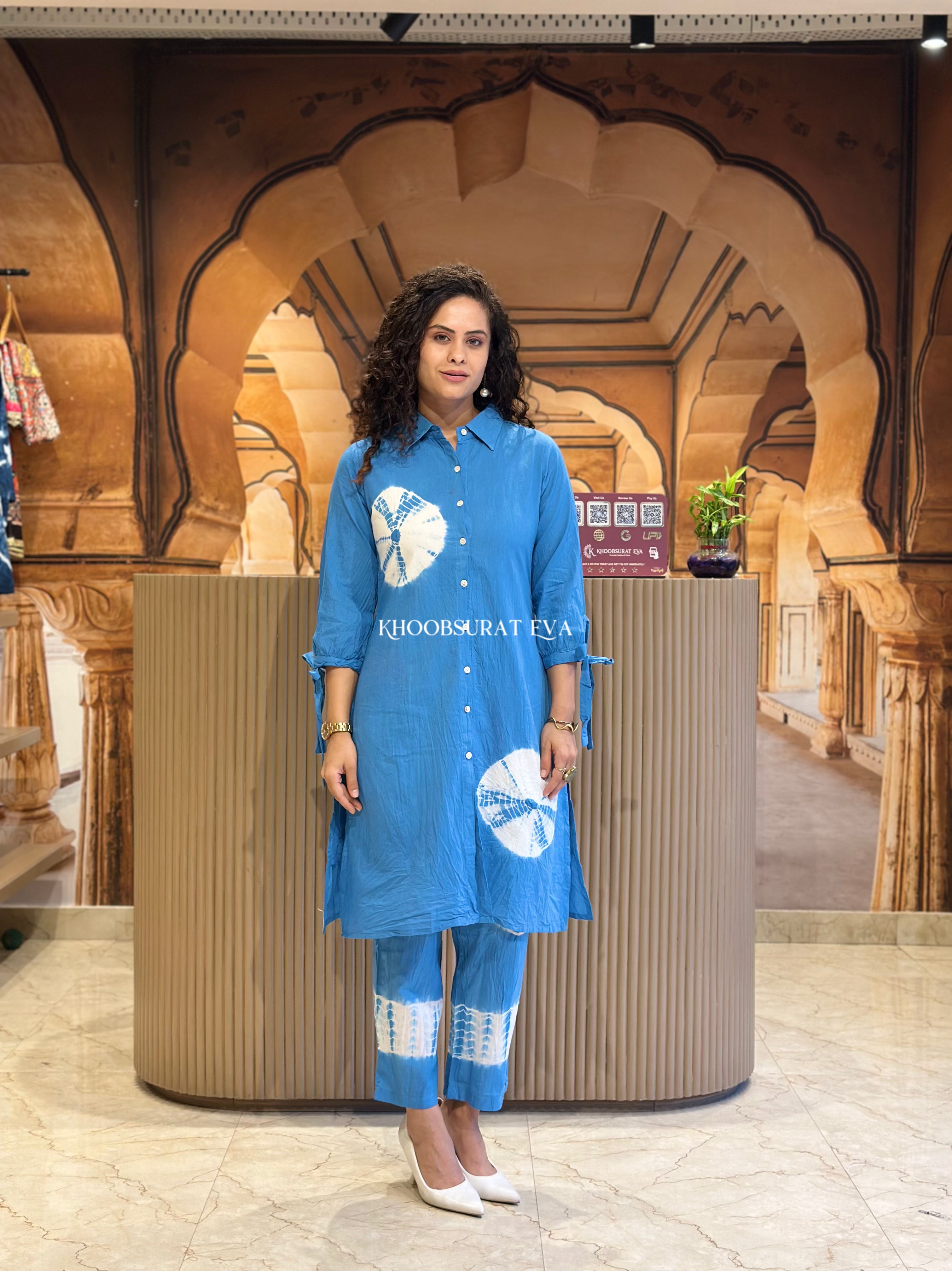 Rajasthan Culture Blue Coord Set - Traditional Indian Ethnic Outfit for Women | Perfect for Festivals, Weddings & Cultural Events