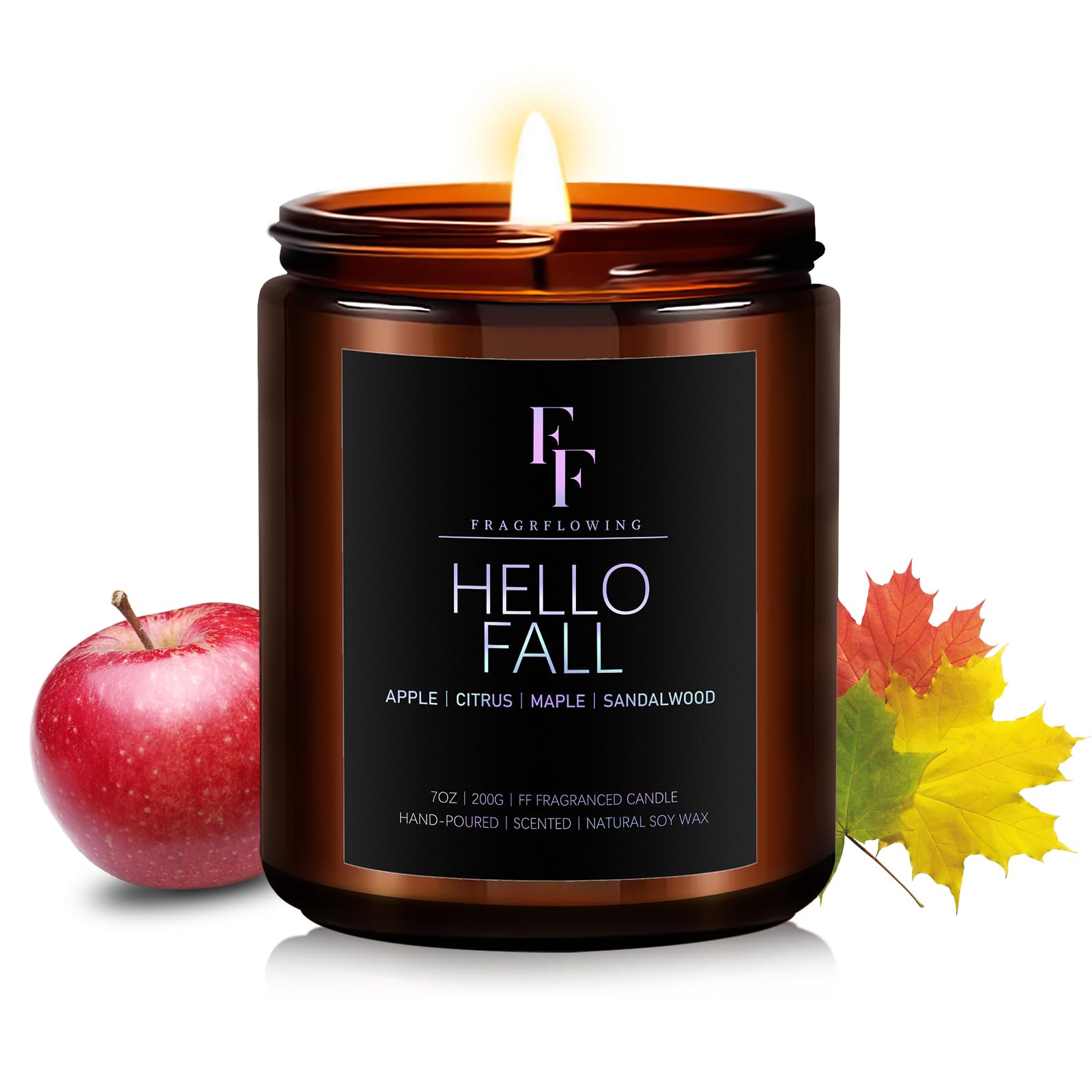 Autumn Scented Soy Candles - 7oz Natural Fall Aromatherapy Candles in Jar, Pumpkin Spice & Cinnamon Home Fragrance, Perfect Fall Gifts for Women & Men - Cozy Home Decor for Thanksgiving, Halloween & Autumn Evenings
