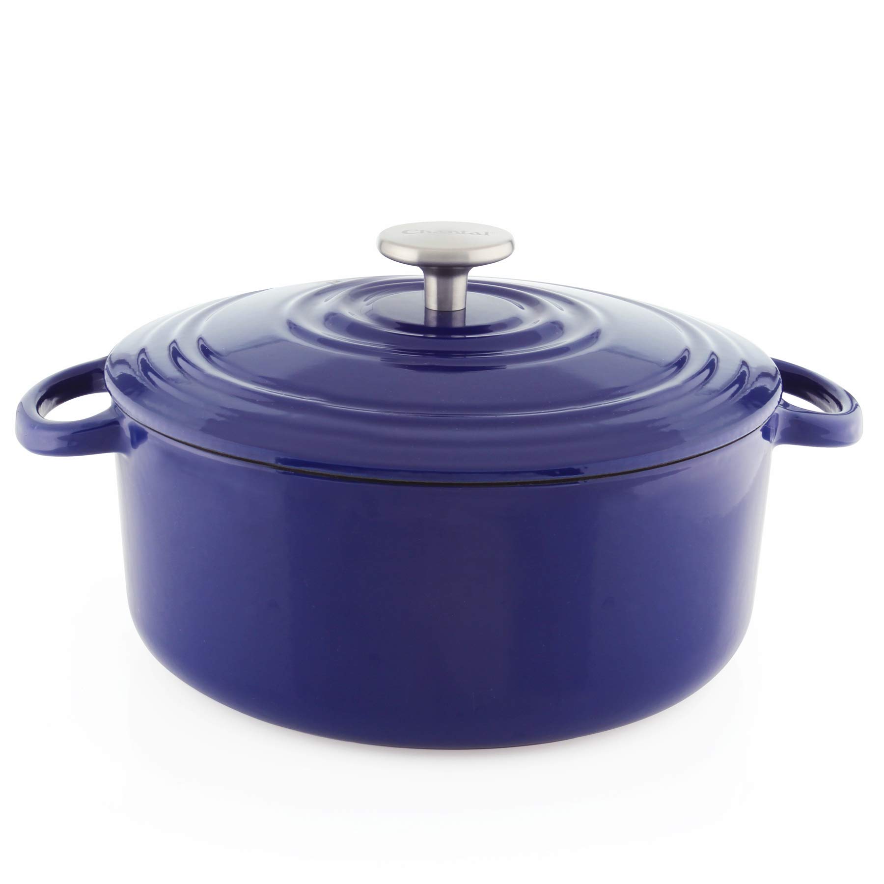 Premium Chantal 5 Quart Enameled Cast Iron Dutch Oven - Cobalt Blue, US Formulated for Even Heat Distribution - Perfect for Braising, Stewing & Baking Bread at Home