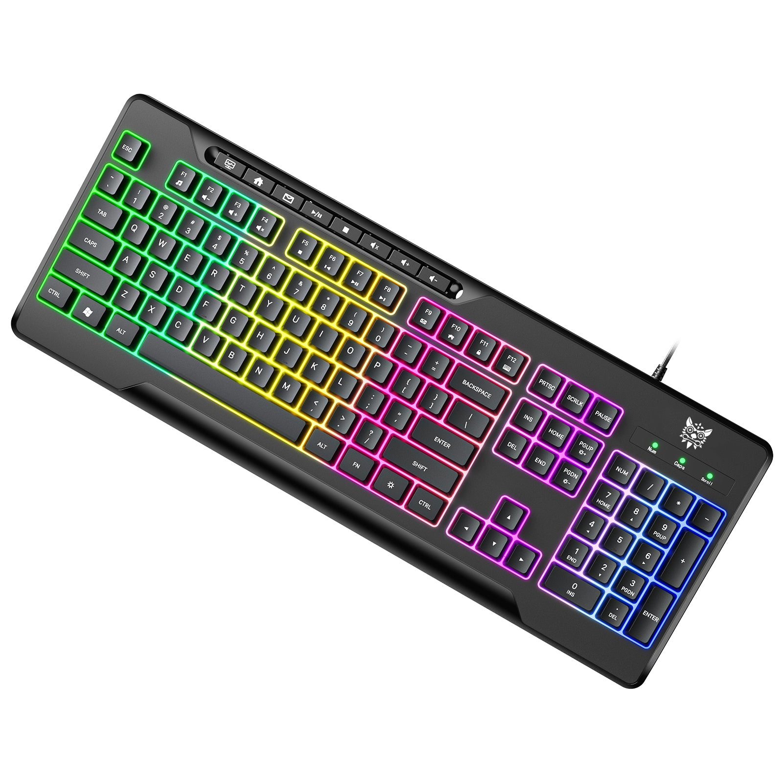 ONIKUMA G32 Matte Black Wired Gaming Keyboard with RGB Backlight - Mechanical Feel Keys for PC Gaming, Typing & Office Work
