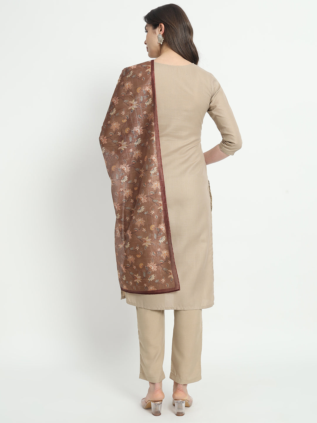 Elegant Beige Embroidered Pant Suit for Women - Designer Ready-to-Wear Formal Outfit - Perfect for Weddings, Office Wear & Special Occasions