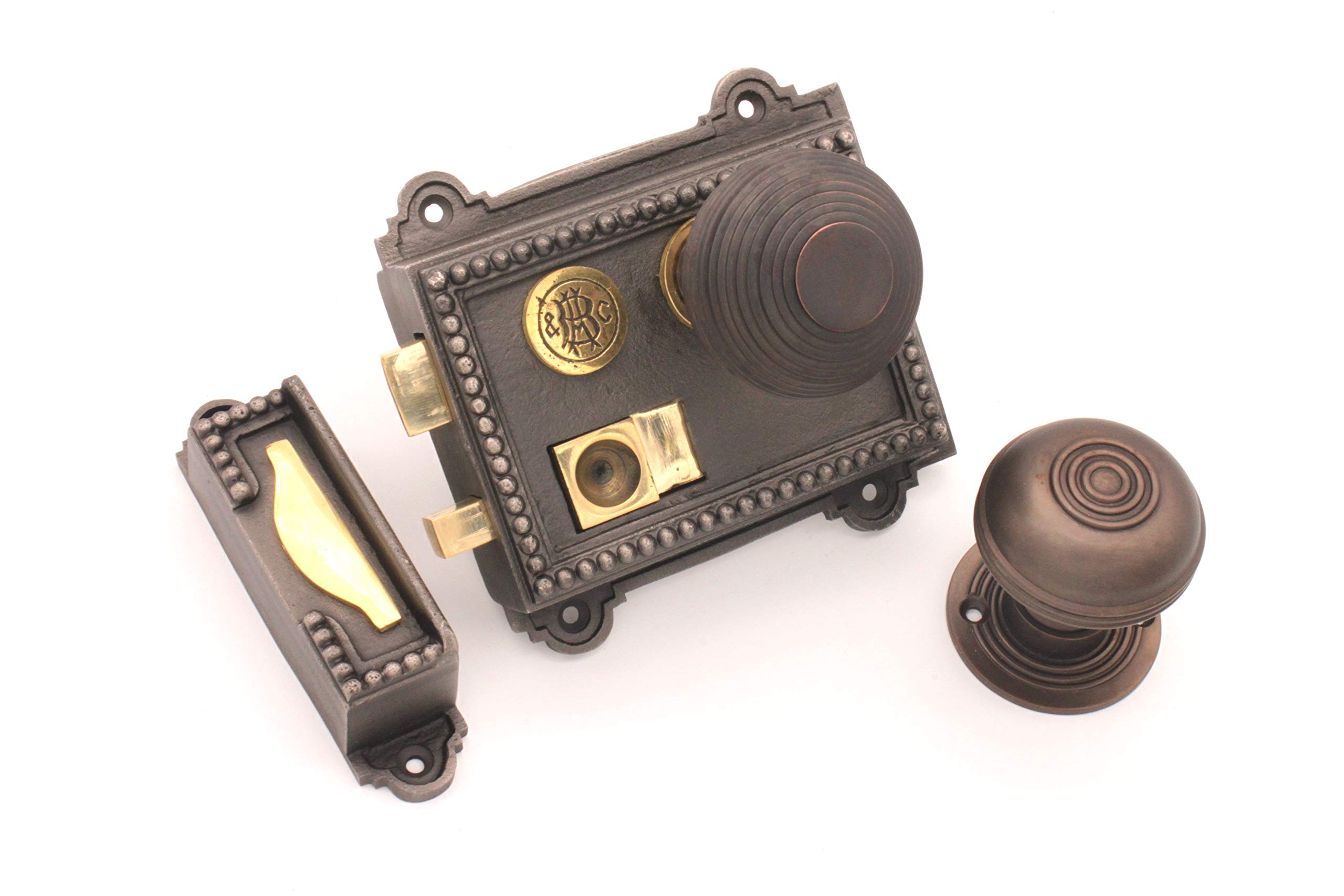 Bronze Rim Latch & Door Knob Set for Bathroom & Bedroom Security