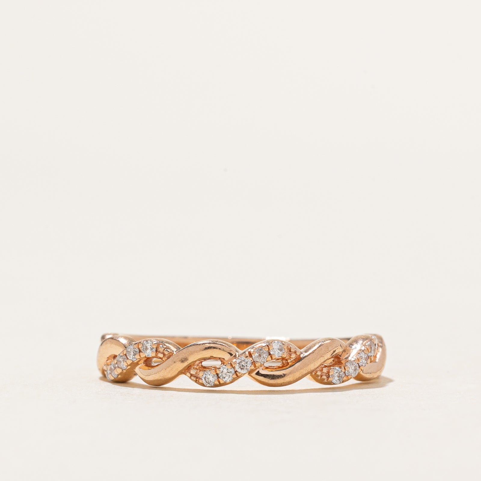 10K Rose Gold Diamond Twisted Ring for Women - 0.10ctw Sparkling Diamond Band - Size 7.5 - Perfect for Engagement, Anniversary & Valentine's Day Gifts