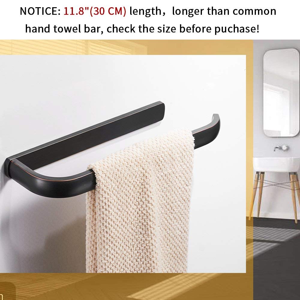 BESy Oil Rubbed Bronze Brass Hand Towel Bar - Foldable Towel Rack with Shelf & Hooks for Bathroom, Kitchen, Spa - Rust-Resistant Bathroom Accessories for Home Decor