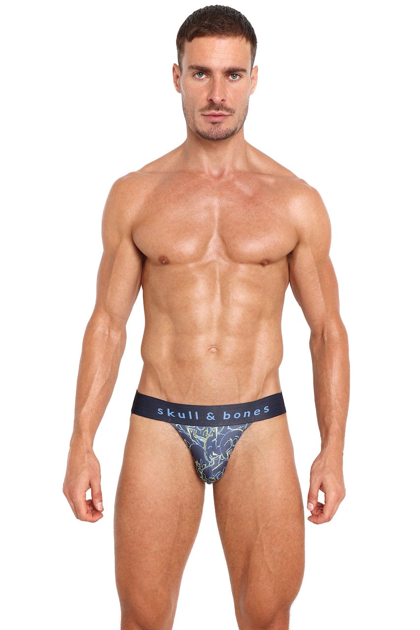 Outline Tossed Skulls Jockstrap - Comfortable Athletic Support Underwear for Men - Perfect for Gym, Running, Cycling & Sports Activities