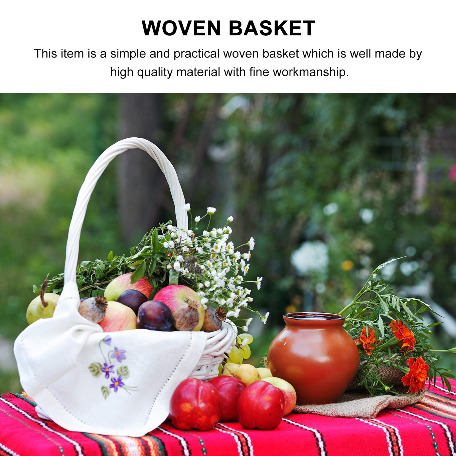 Cabilock Portable Woven Flower Basket - Desktop & Home Storage Organizer for Flowers, Debris, and Sundries | Perfect for Home Decor, Office Organization, and Craft Supplies Storage