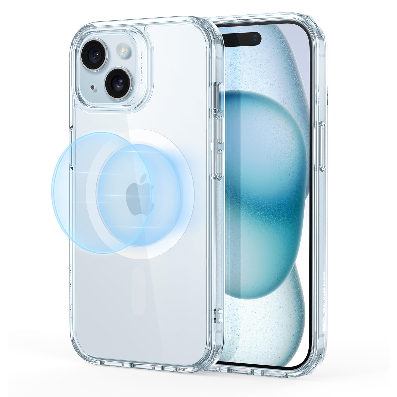 ESR Magnetic Phone Case for iPhone 15 - Military-Grade Protection, MagSafe Compatible, Anti-Yellowing & Scratch-Resistant Clear Blue Cover | Perfect for Everyday Use, Travel & Outdoor Activities