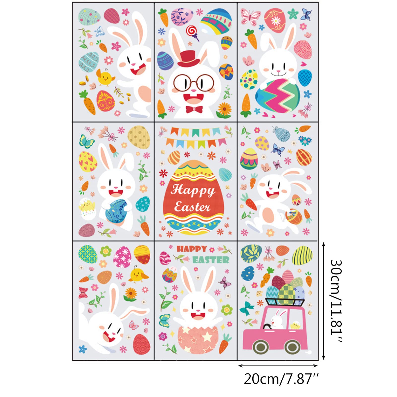 Charlotte Easter Wall Stickers - Set of 9 PVC Self-Adhesive Electrostatic Posters for Easter Decorations - Perfect for Home, Office, Classroom & Party Decor (Style: Sq640)