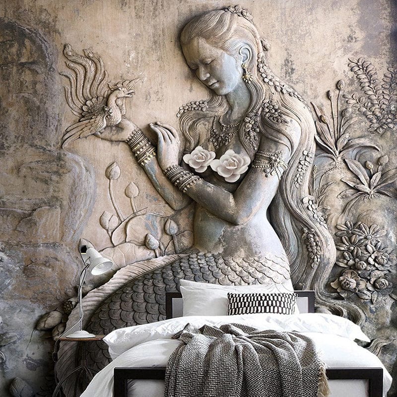 Stunning Mermaid Themed Wallpaper for Living Room - Ocean Fantasy Peel and Stick Mural - Perfect for Bedroom, Nursery, and Home Decor