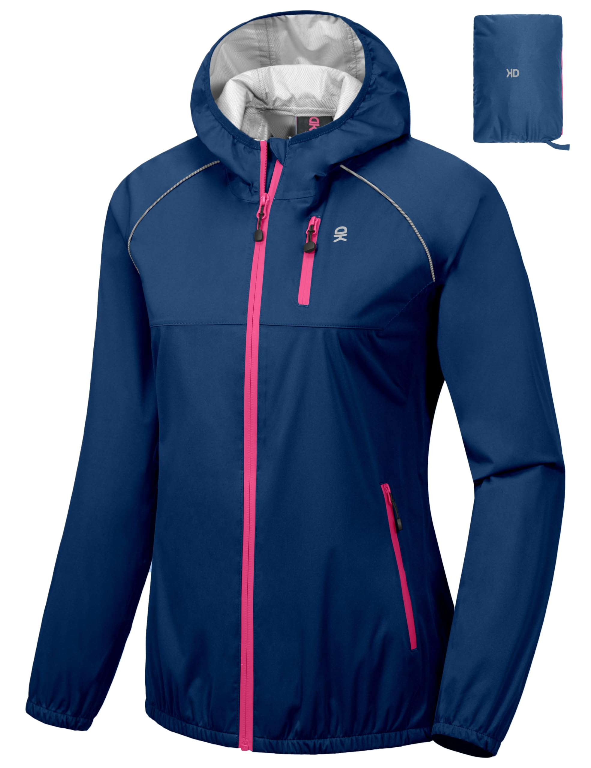 Little Donkey Andy Women's Lightweight Waterproof Cycling Jacket with Hood - Windproof, Stretchable & Packable Raincoat for Outdoor Activities, Commuting & Travel