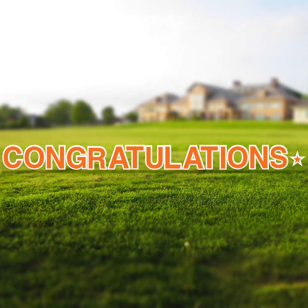Vispronet 18in Tall Weather-Resistant Congratulations Yard Sign with Steel Stakes - Orange Outdoor Party Decor for Graduations, Birthdays & Special Occasions