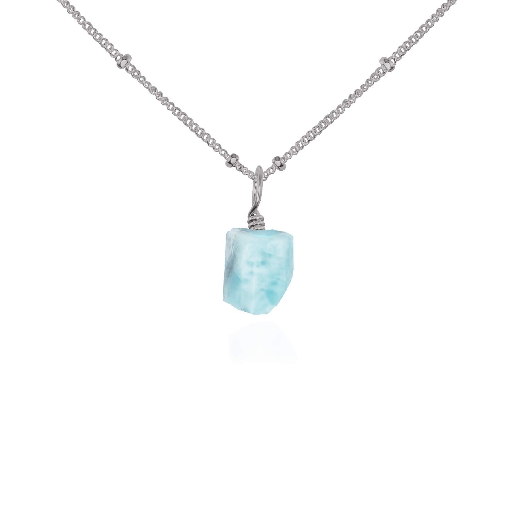 Natural Raw Larimar Pendant Necklace - Handmade Blue Gemstone Jewelry for Women - Perfect for Beach Vacations & Boho Fashion