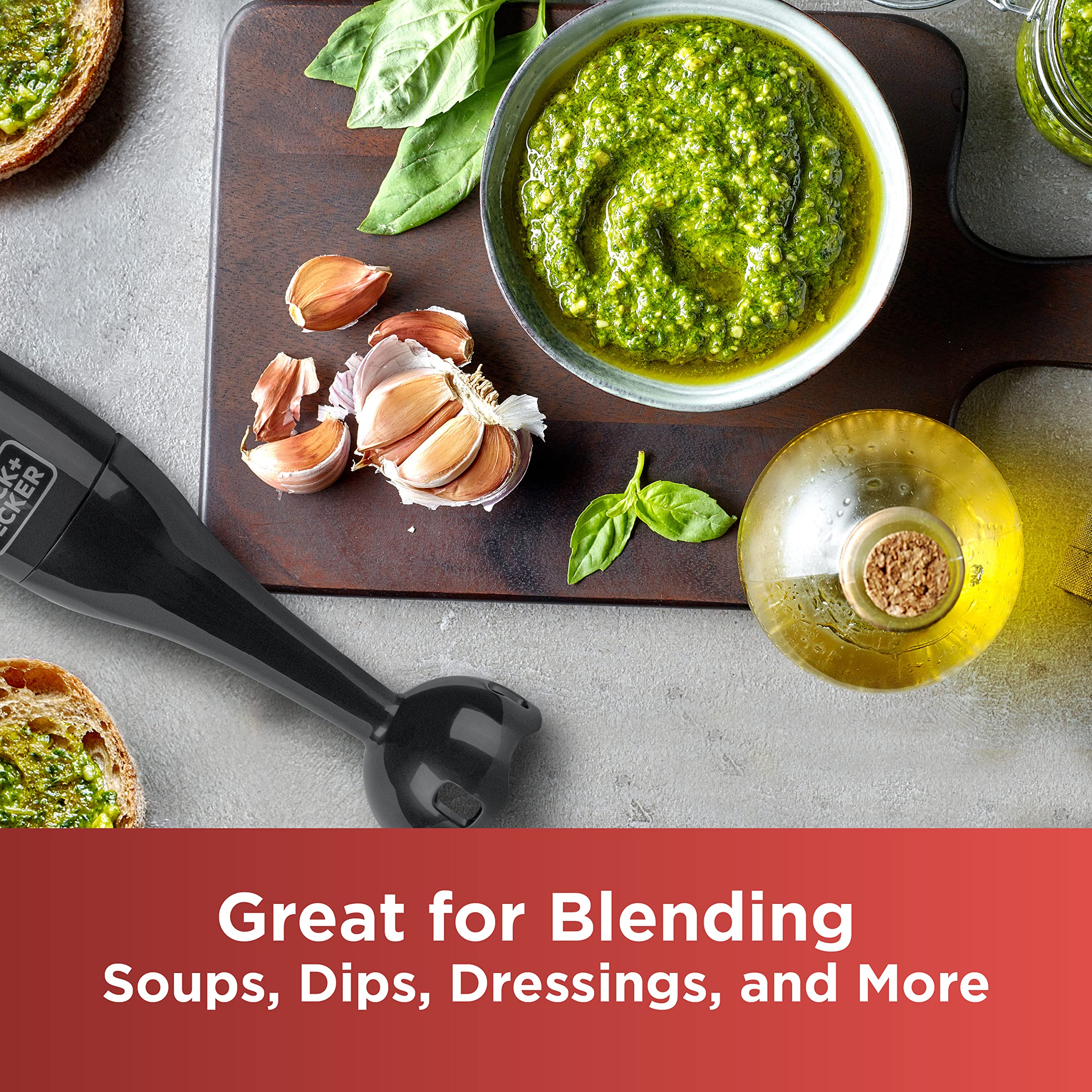 BLACK+DECKER® 2-Speed Hand Blender with 250-Watt Motor, Black (HB2402BC) - Perfect for Smoothies, Soups, Sauces & Baby Food at Home