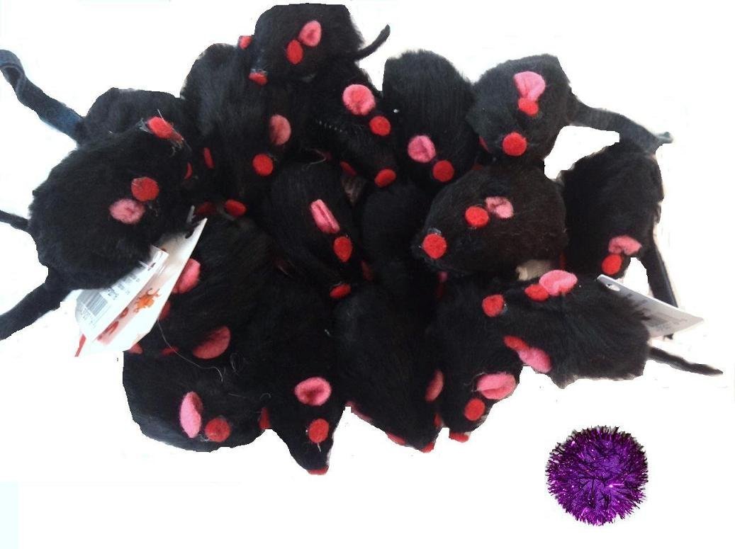 10 Realistic Black Mice Cat Toys with Real Rabbit Fur - Interactive Play for Indoor Cats, Hunting Simulation & Exercise - Perfect for Kittens & Adult Cats