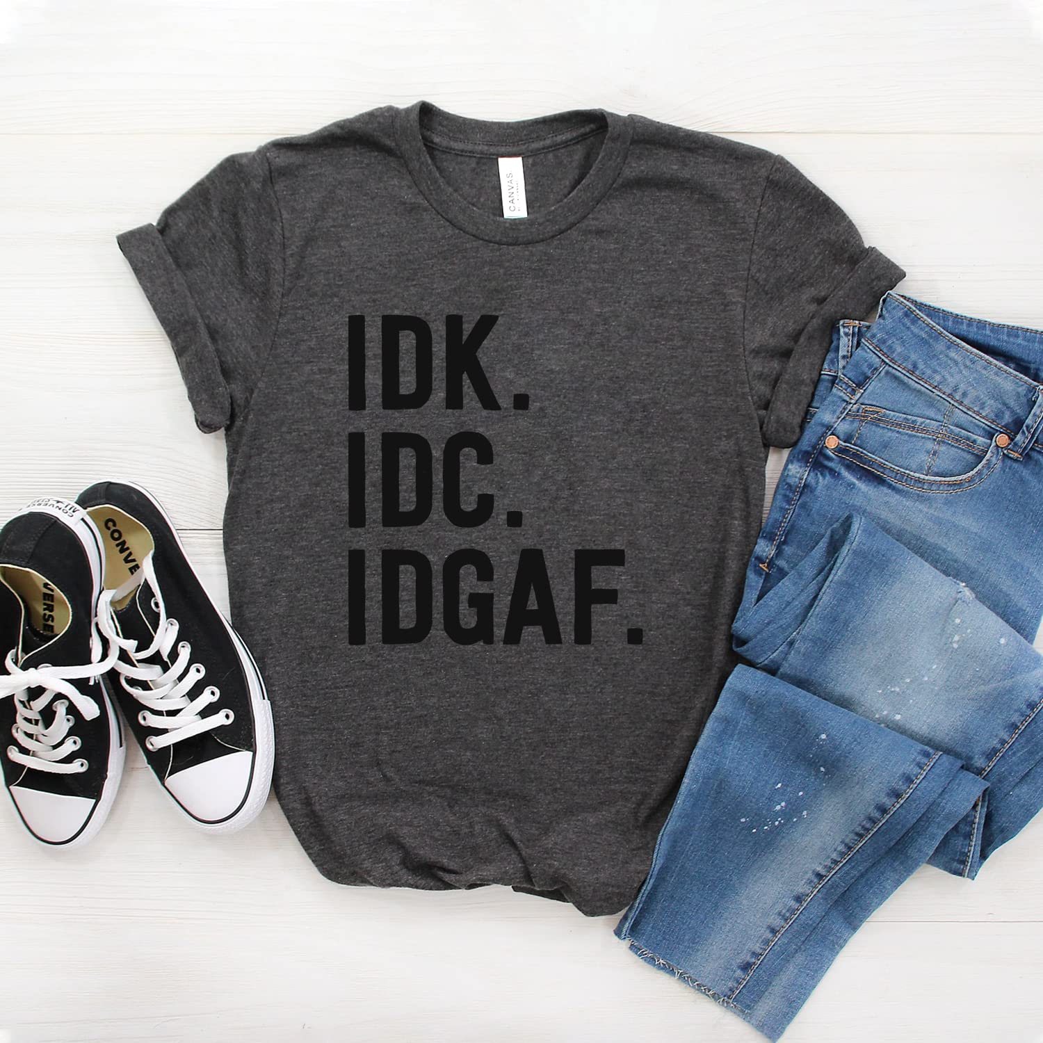 Funny IDK IDC IDGAF Shirt - Sarcastic Internet & Nerd T-Shirt - Softstyle Unisex Tee for Coworkers & Friends - Perfect for Casual Wear, Office Humor, and Gifts