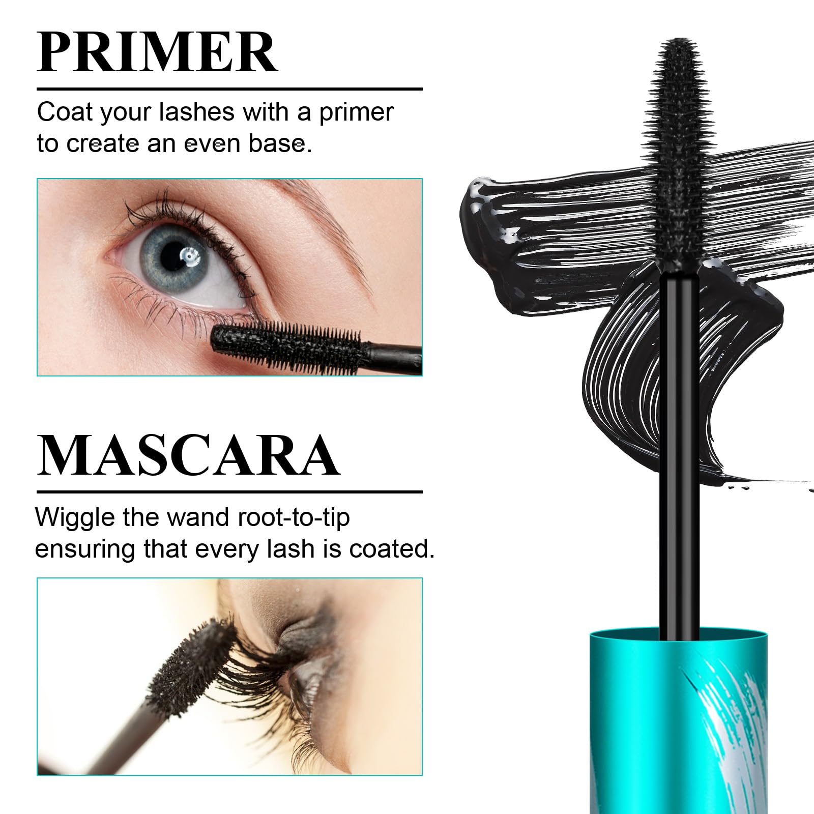 2024 New Premium False Lash Effect Mascara - Waterproof & Smudge-proof Liquid Extensions for Natural Lengthening & Thickening Lashes (2PCS) | Long-lasting All Day Wear for Parties, Weddings & Everyday Glam