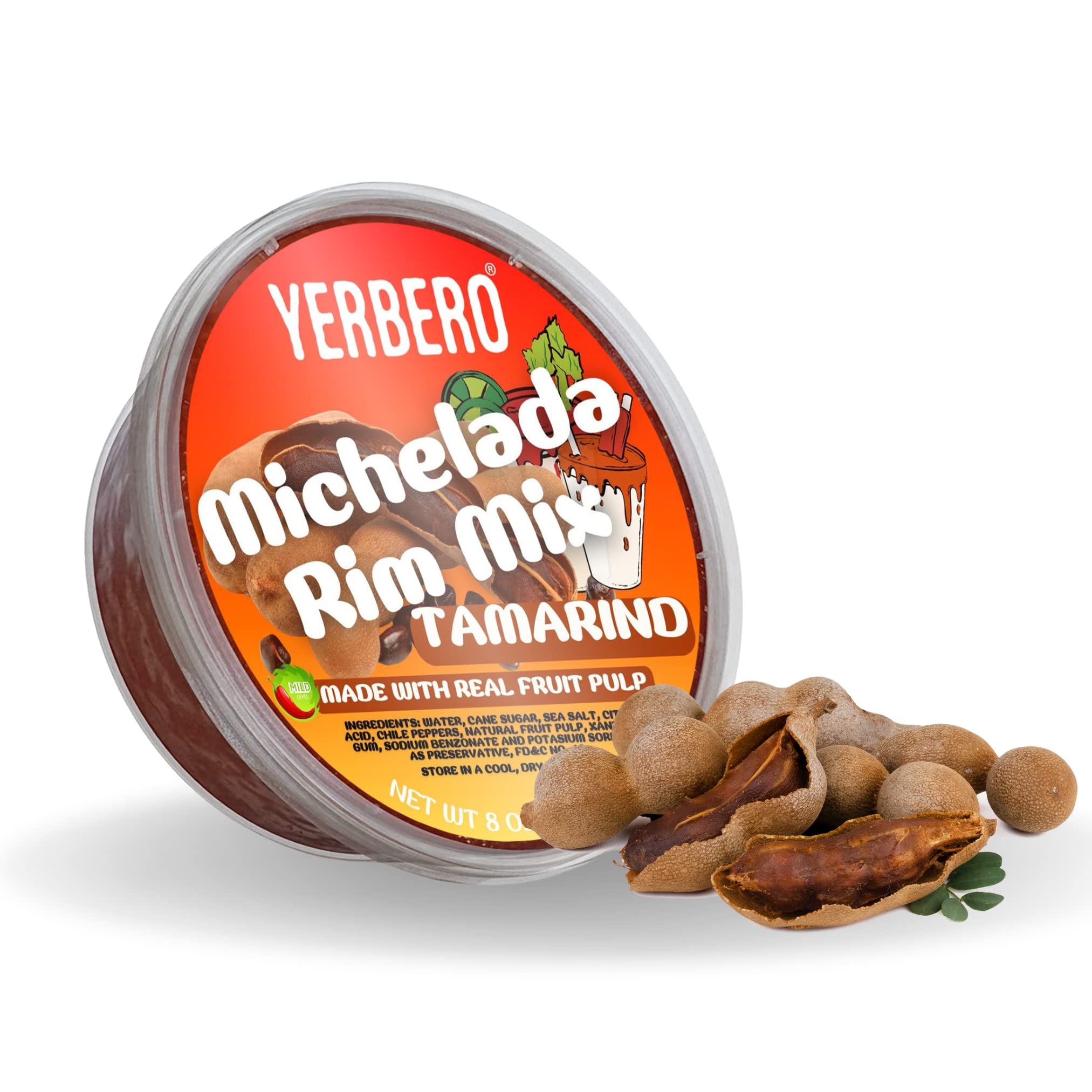 Authentic Mexican Michelada Tamarind & Chamoy Rim Dip - 8 Oz (226.7g) Spicy Tamarindo Chili Paste with Real Fruit - Perfect for Cocktail Rims, Snack Dips, and Mexican Cuisine - Bold Flavor Enhancer for Micheladas, Margaritas, and Party Appetizers