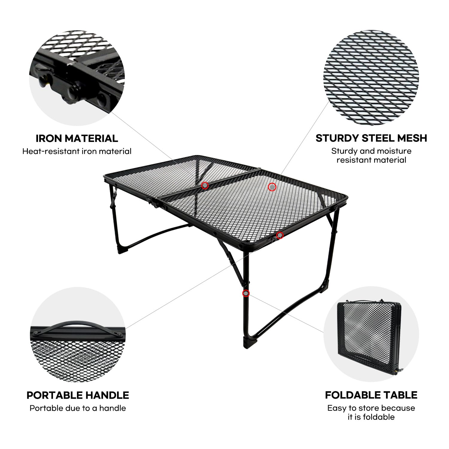 Portable Folding Grill Table - Lightweight Outdoor Camping Cooking Table with Mesh Desktop & Carry Handle - Perfect for BBQ, Picnic, Tailgating & Backyard Parties