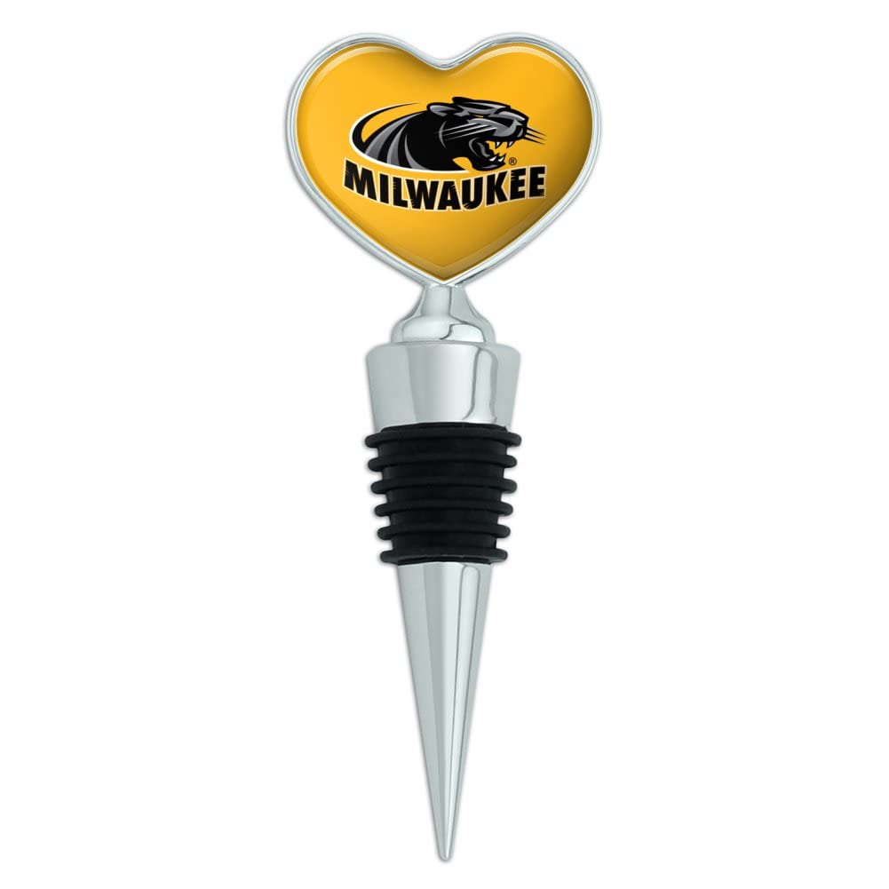 University of Wisconsin Milwaukee Official Logo Heart Love Wine Bottle Stopper - Perfect for Alumni Gifts, Wine Lovers & Home Bar Decor