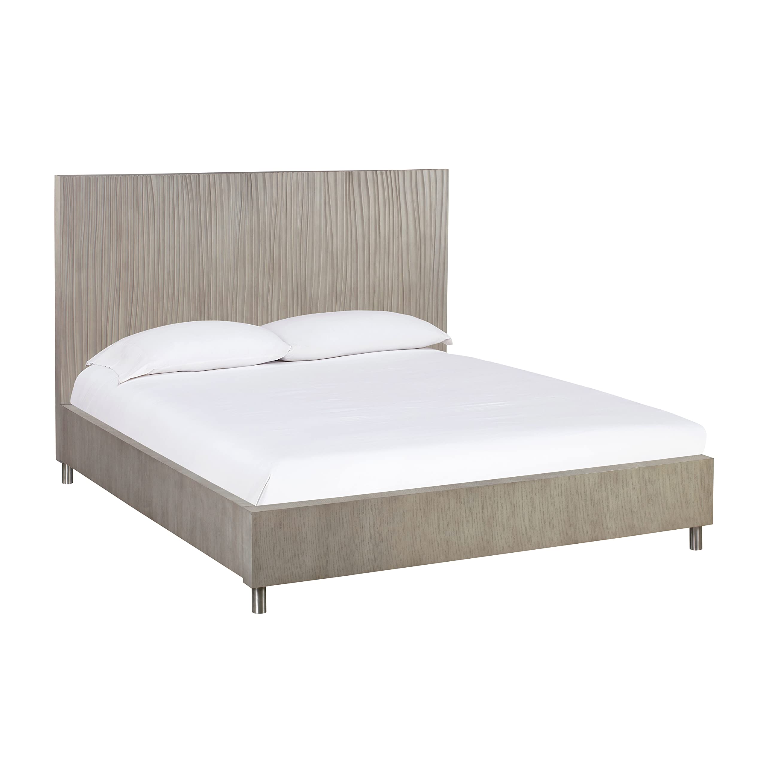 Modus Furniture Solid Wood King Size Platform Bed Frame in Argento Misty Grey - Sturdy & Stylish for Modern Bedrooms, Guest Rooms & Master Suites