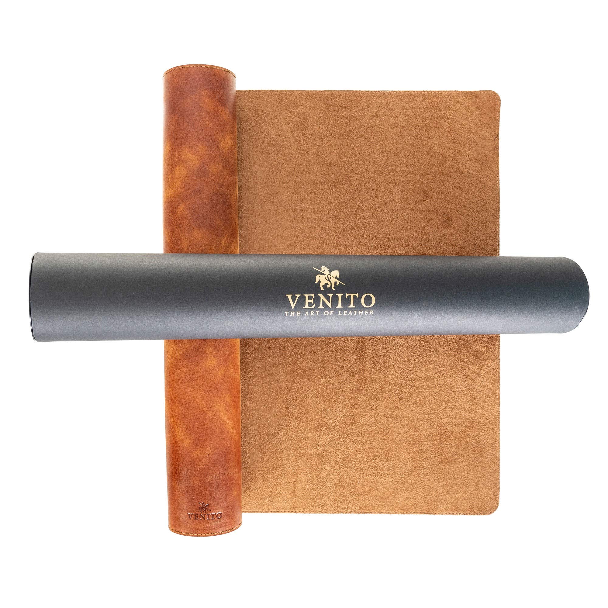 Venito Premium Leather Desk Pad 36x19 Inches - Large Office Mouse Pad for Computer, Laptop & Workspace - Home Office Accessories in Antique Brown - Perfect for Desk Organization & Ergonomic Comfort