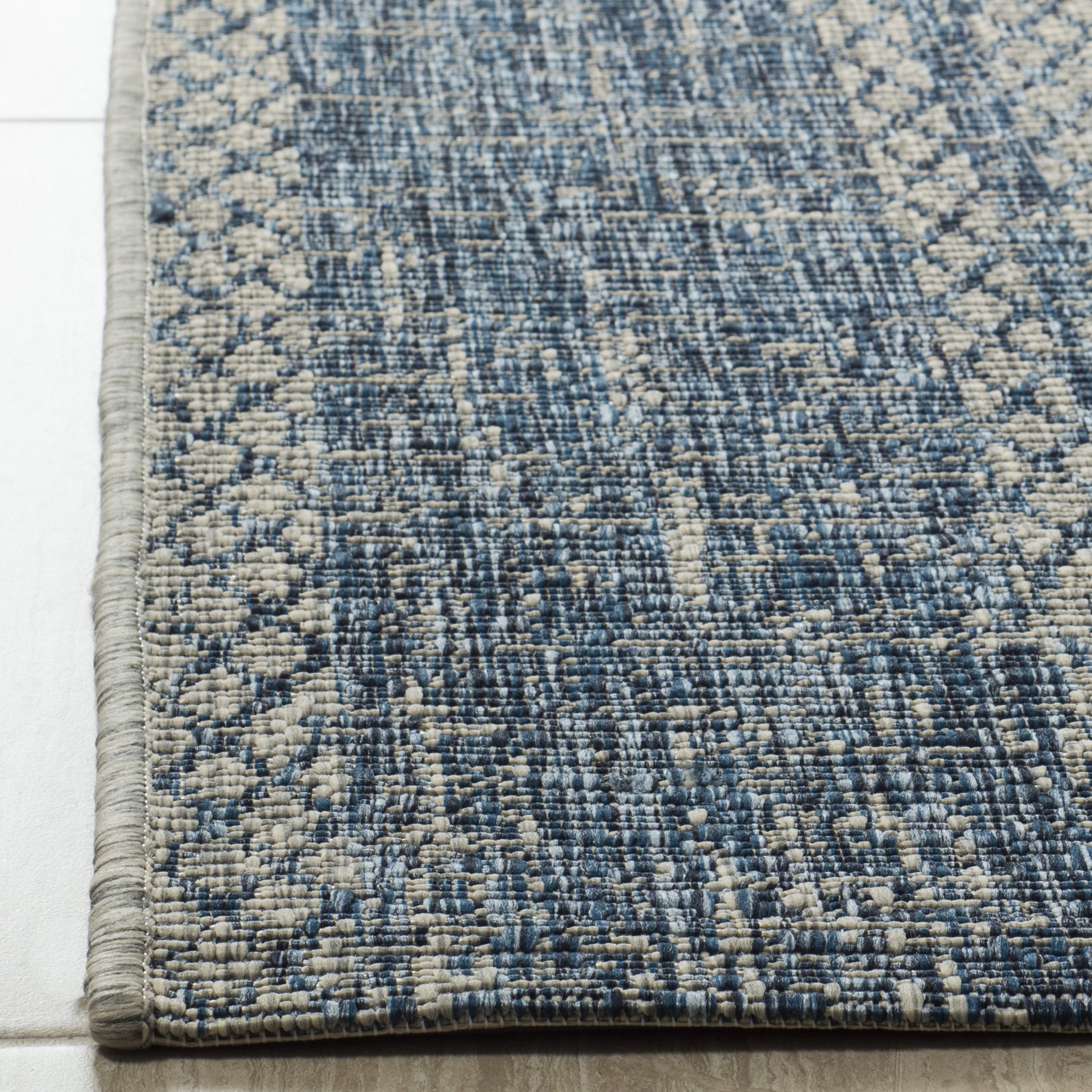SAFAVIEH Courtyard Collection 9' x 12' Light Grey Blue Indoor Outdoor Waterproof Rug - Easy to Clean, Perfect for Patio, Backyard, Mudroom, and High Traffic Areas